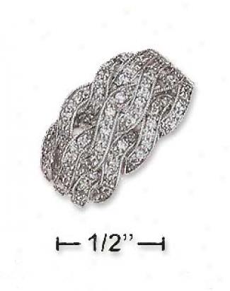 Ss Triple 2 Braid Cz Ring With Tapered Shank (12mm Spacious)