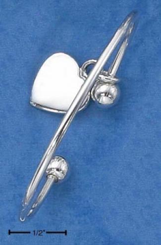Ss Wjre Cuff With 8mm Screw Ball End Engravable Heart Tag