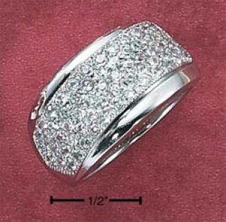 Ss Womens 12mm Tapered Ring With Offset Pave Cz E