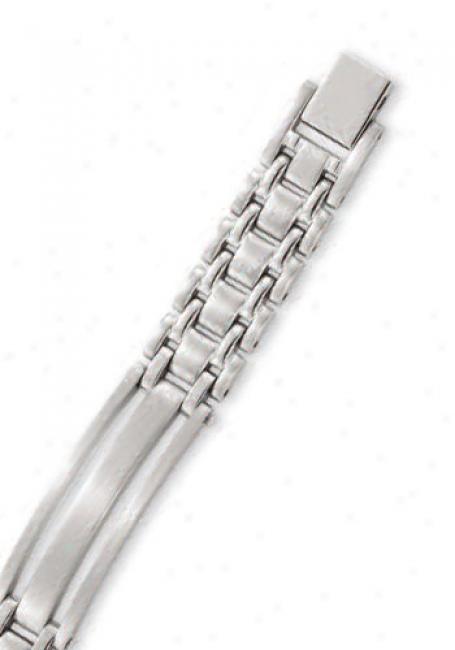 Stainless Steel 10 Mm Mens Link Bracelet - 8.5 Inch