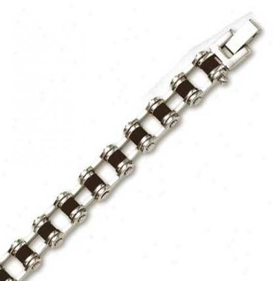 Stainless Steel Bicycle Chain Mens Bracelet - 8.5 Inch