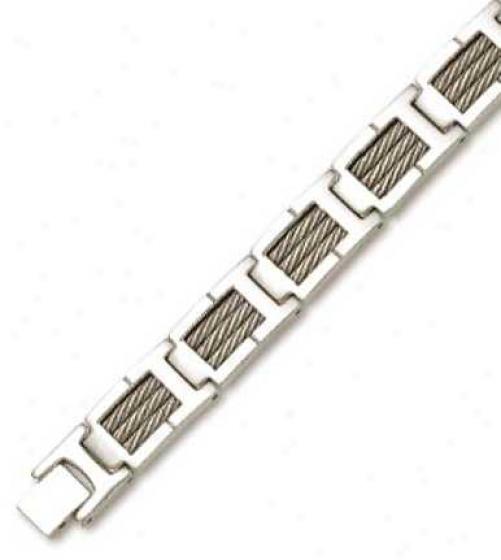 Stainless Steel Mens Twisted Link Bracelt - 8.5 Inch