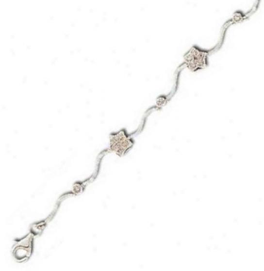 Star Shape Wavy A~ 1 Mm Cz Solver Bracelet