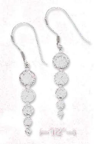 Sterling Silver 1 1/4 Inch Round 5 Cz Graduated Earrings