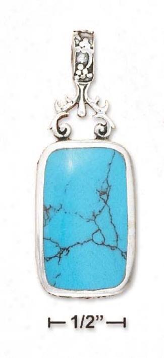 Sterling Silver 1 3/4 Inch Like Two Sided Lapis/tq Pendant