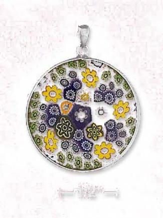 Sterling Silvwr 1 In Murano Glass Pendant - Colors Will Vary