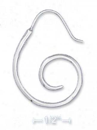 Genuine Silver 1 In Simple 2mm Tubular Wire Spiral Earrings