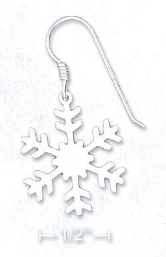 Sterling Silver 1 Inch Snowflake Earrings Steady French Wires