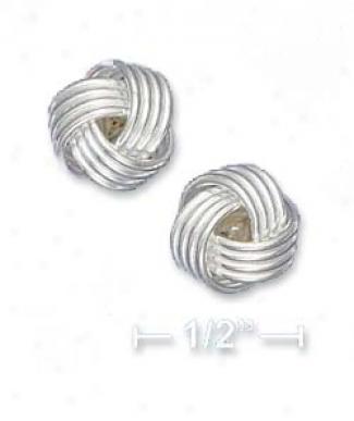 Sterling Silver 10 Mm Knot Post Earrings