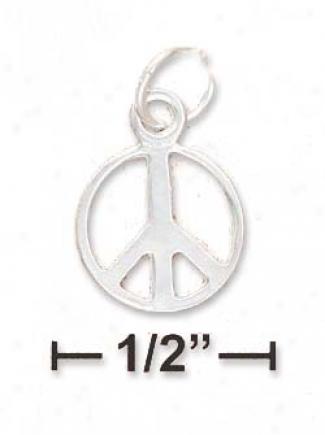 Sterling Silver 10mm High Polish Peace Sign Charm