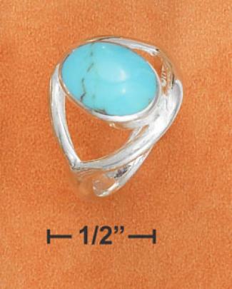 Sterling Silver 10x13mm Oval Turquoise Cabochon Ring