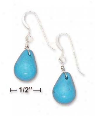 Sterling Silver 10x14mm Smooth Turquoise Teardrop Earrings