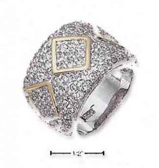 Genuine Silver 11mm Pave Cz Slightly Tapered Ring