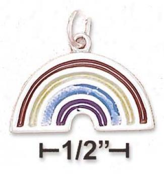 Sterling Silver 11x21mm Enamel Rainbow Charm