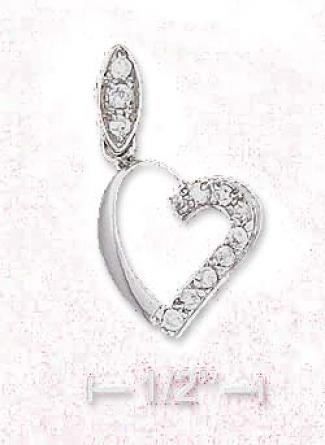 Steroing Silver 12mm Open Heart Charm With Cz Marrquise Bail
