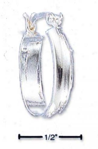 Sterling Silver 15mm Oval Ring Hoop French Lock Earrings