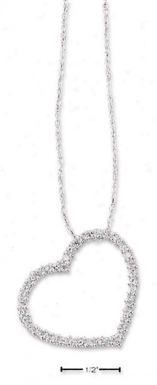Sterling Silcer 16 In Continuous Cz 25mm Open Conscience Necklace