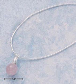 Sterling Silver 16 In. Ls With 8mm Rose Quartz Bead Necklace