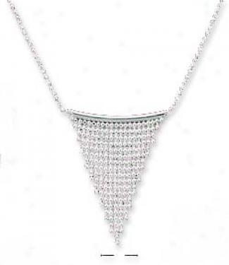 Sterling Soft and clear  16 Inch Beaded Waterfall On Bar Necklace