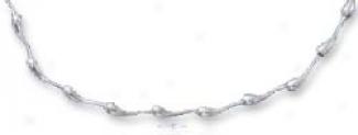 Sterling Silvwr 16 Inch Hinged Raindrop Link Necklace