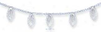 Sterling Silver 16 Inch Necklace With Double Pointed Dangles