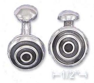 Sterling Silver 16mm Antiqued Swirled Cuff Links