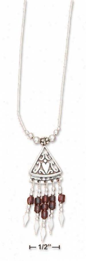 Sterling Silver 1 7Inch Ls Filigree Triangle Necklace