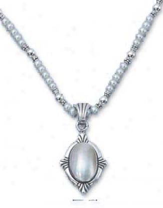 Sterling Silver 18 Inch Fw Pearl Necklace With Mabe Pearl