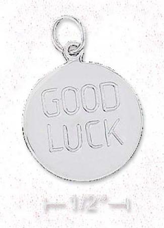 Sterling Silver 18mm Round Good Luck Face  Charm