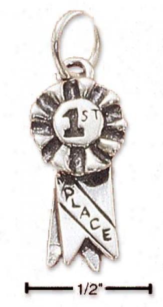 Sterling Silver 1ts Place Ribbon Charm