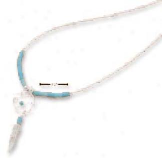 Sterling Silver 20 Inch Tiny Turquoise Dreamcatcher Necklace
