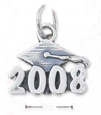 Sterling Silvery 2008 Graduation Cap Charm