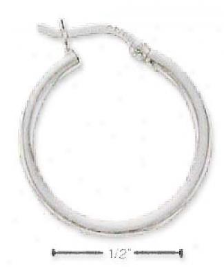 Sterling Silver 20mm Tubular Bind With French Lock Earrings