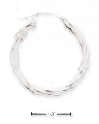 Sterling Silver 21mm Lined Tubular Hooop French Lock Earrings