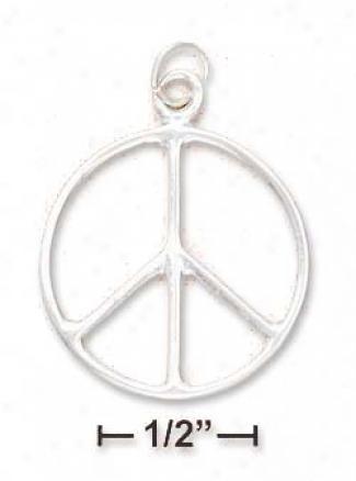 Sterling Silver 23mm High Polish Peace Sign Charm