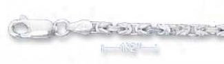 Sterling Silver 2.5mm Square Byzantine - 7 Inch Bracelet
