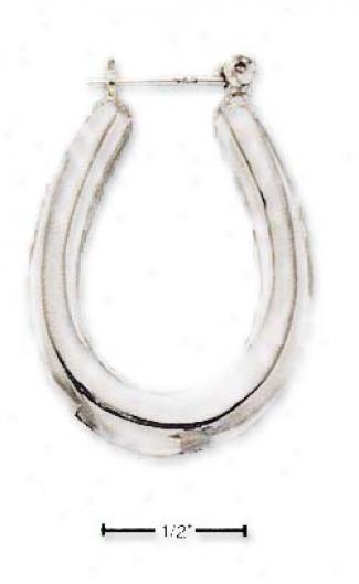 Sterling Silver 25x35mm Oval Hoops With French Lock Earrings