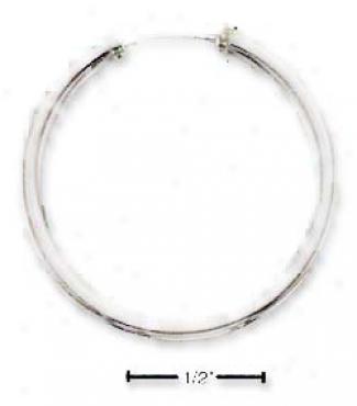 Sterling Silver 29mm Endless 3mm Round Stock Hoop Earrings