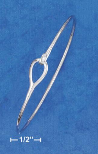 Sterling Silver 2mm Wire Bangle Bracelet Noose Hook Closure