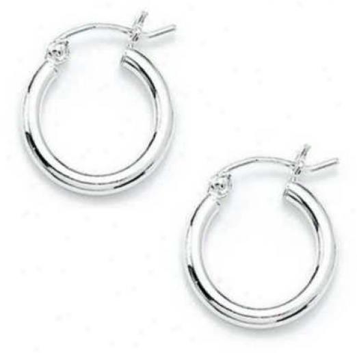 Sterling Silver 2x15mm Polished Hoop Earrings
