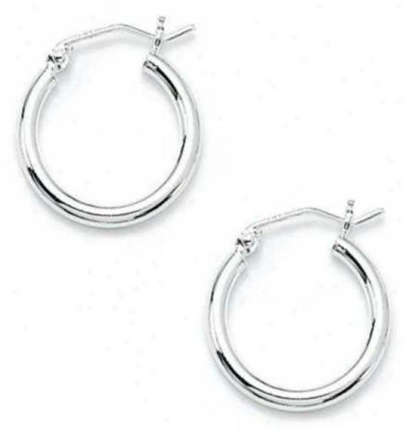 Sterling Silver 2x17mm Polished Hoop Earrings