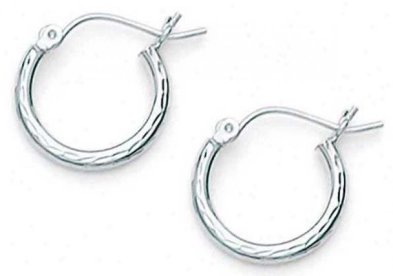 Sterling Silver 2x20mm Diamond-cut Hoop aErrings