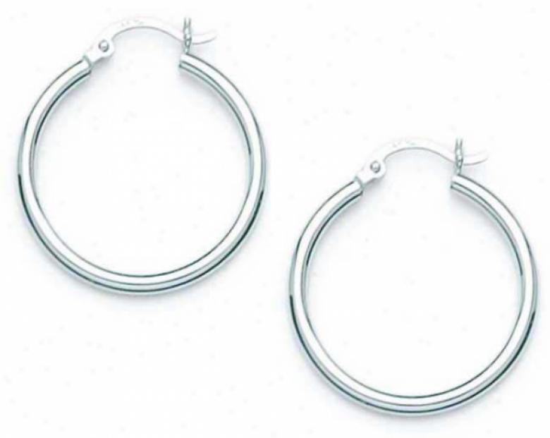 Sterling Silver 2x25mm Polished Hoop Earrings