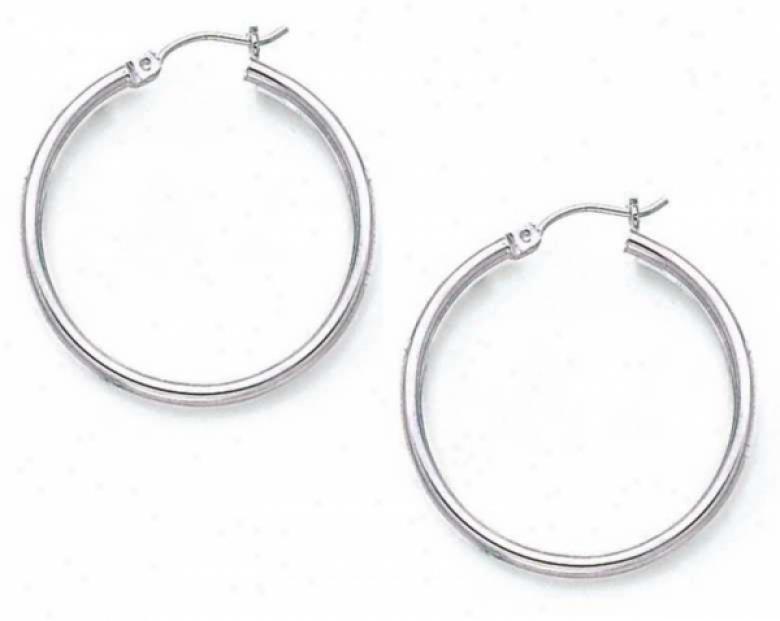 Sterling Silver 2x30mm Polished Hoop Earrigs