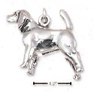 Genuine Silver 3-d Beagle Charm