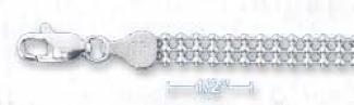 Sterling Silver 3 Row Bead 5.5mm Wide - 7 Inch Bracelet