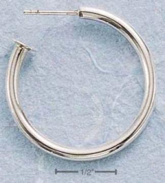 Genuine Silver 30mm Tubular 3/4 Hoop Post Earrings