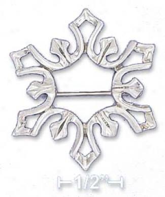 Sterling Silver 31mm Diameter Modern Snowflake Desigm Pin