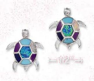 Sterling Silver 3/4 Inch Turquoise Turtle Post Earrings