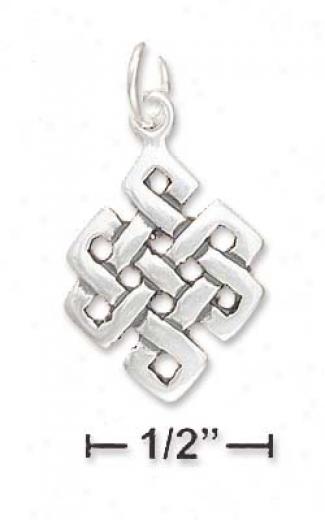 Sterling Silver 3/4 Inch Woven Squared Celtic Knot Pendant